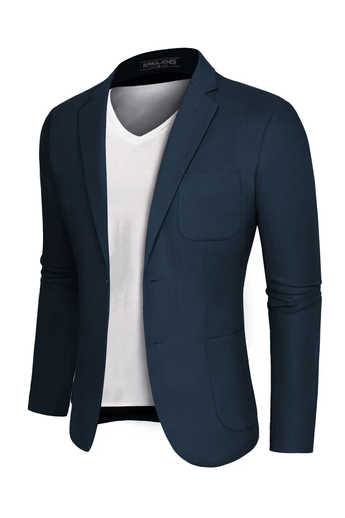 Men Back Slit Blazer Coat Casual Two-Button Notch Lapel V-Neck Suit Coat