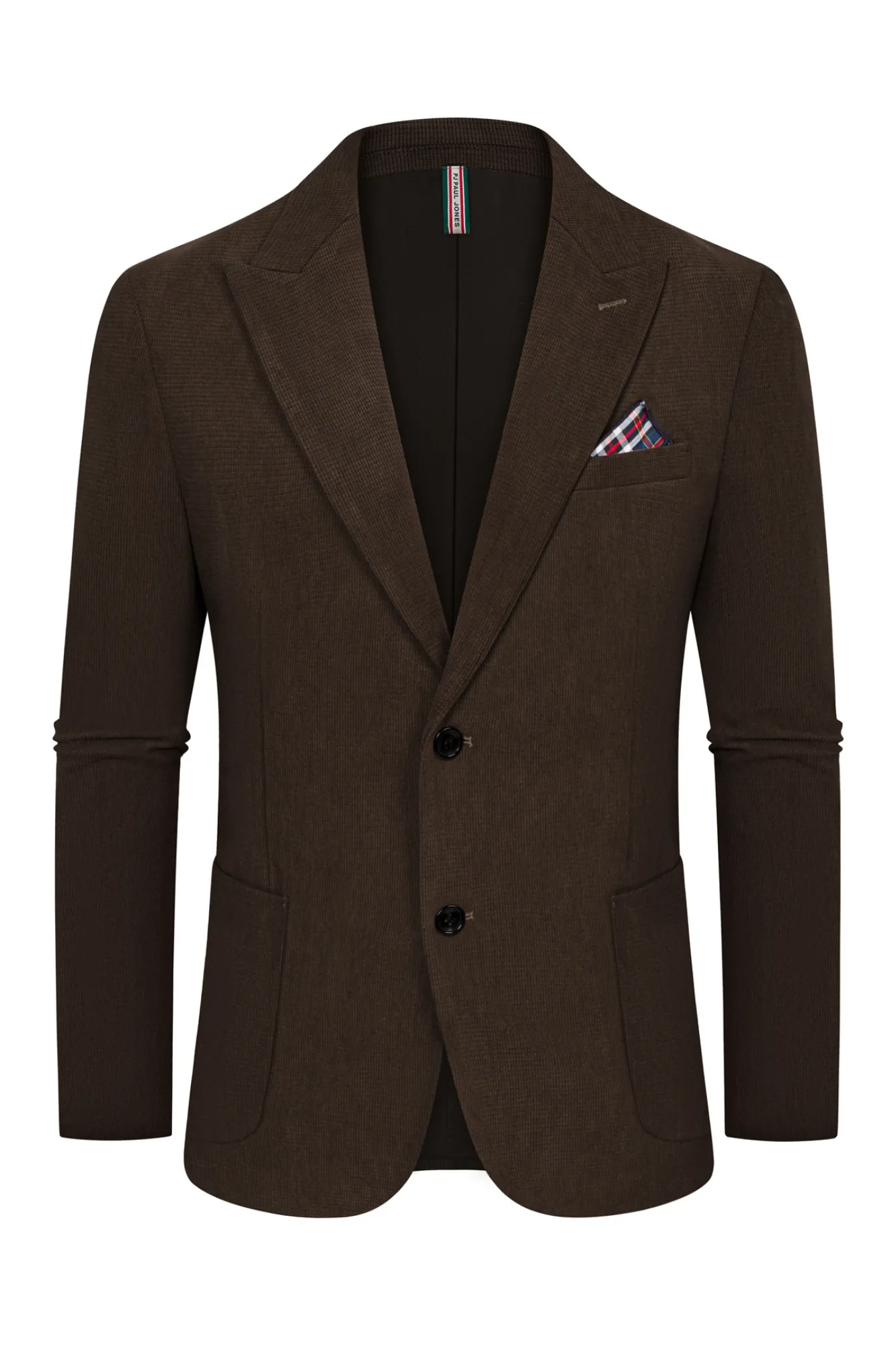 Men Corduroy Blazer Coat Casual Two-Button Peak Lapel Back Slit Suit Coat