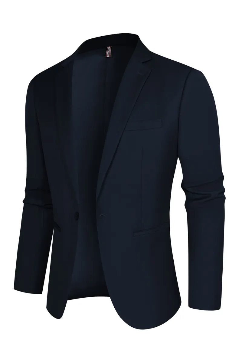 Men One-Button Blazer Coat Casual Notch Lapel Back Slit Suit Coat