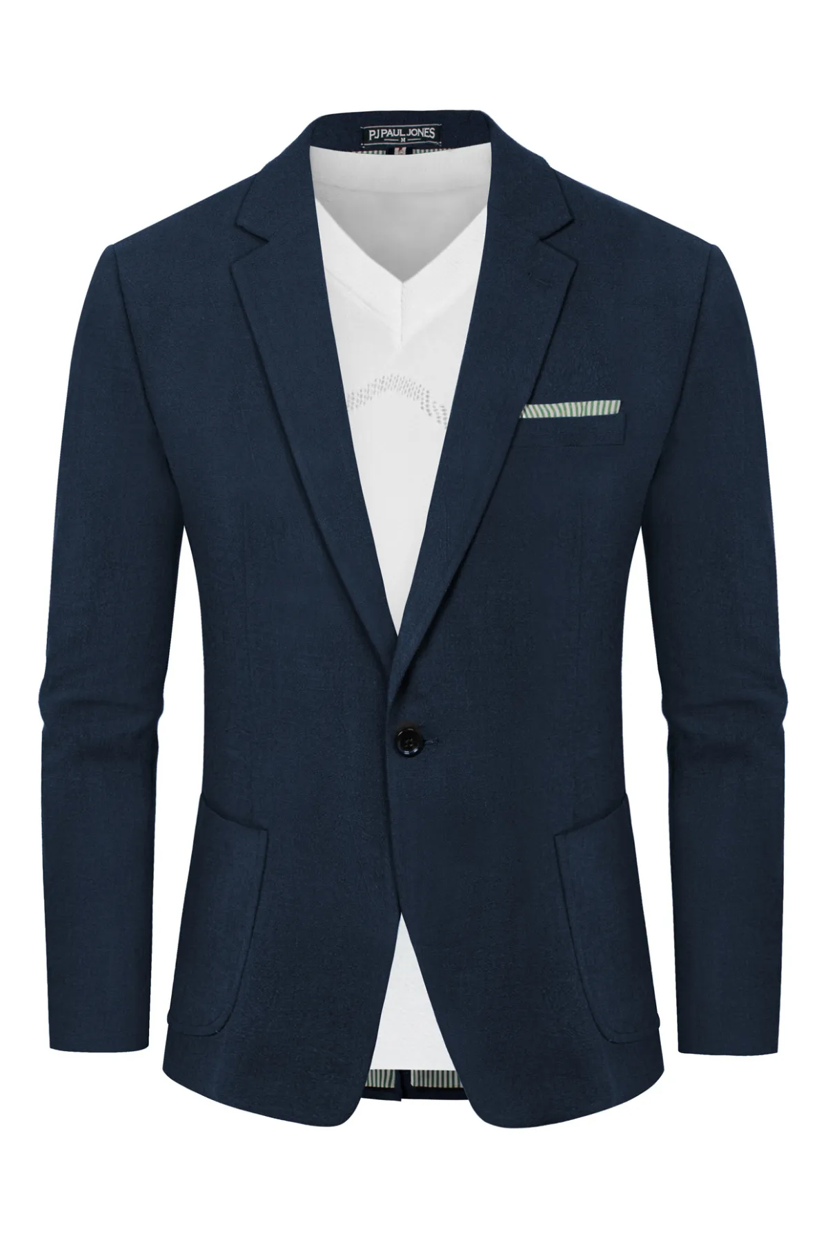 Men's Casual Slim Fit Linen Jacket Lightweight Two Buttons Blazer Sporty Slim Fit Leisure Blazer