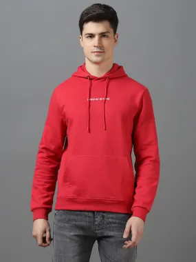 Men's Maroon Cotton Graphic Print Hooded Neck Sweatshirt