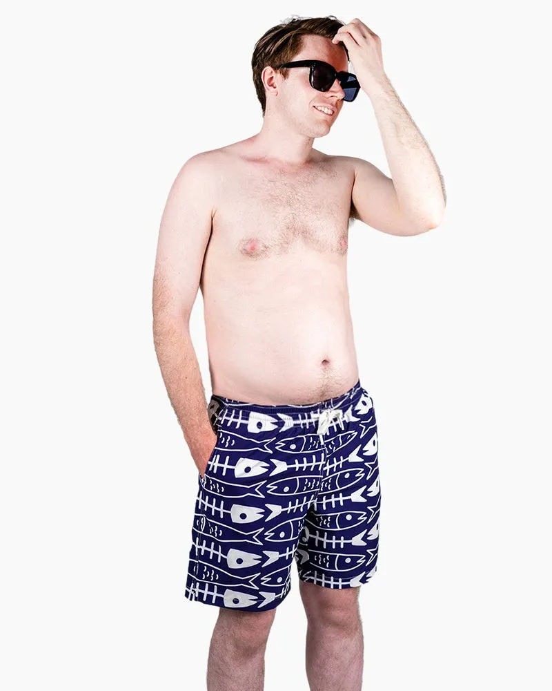 Men's Swim Beach Trunks - Fish Bone