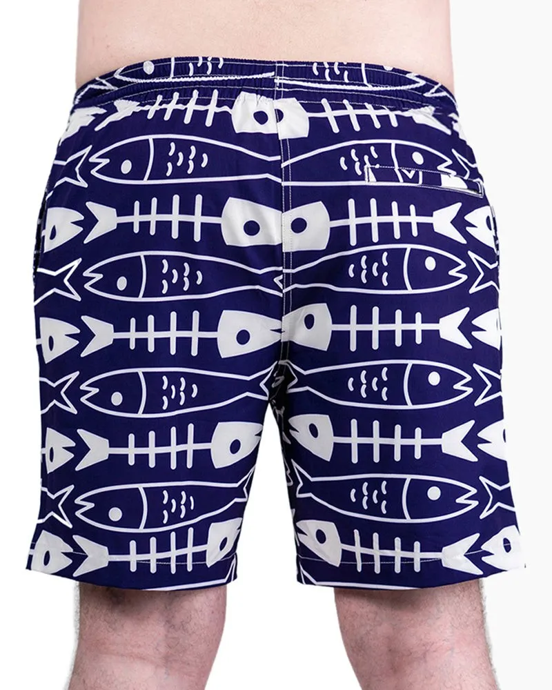 Men's Swim Beach Trunks - Fish Bone