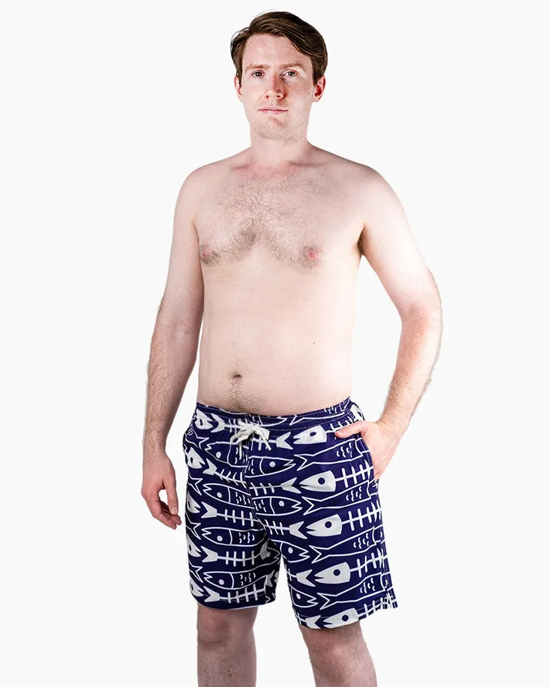 Men's Swim Beach Trunks - Fish Bone