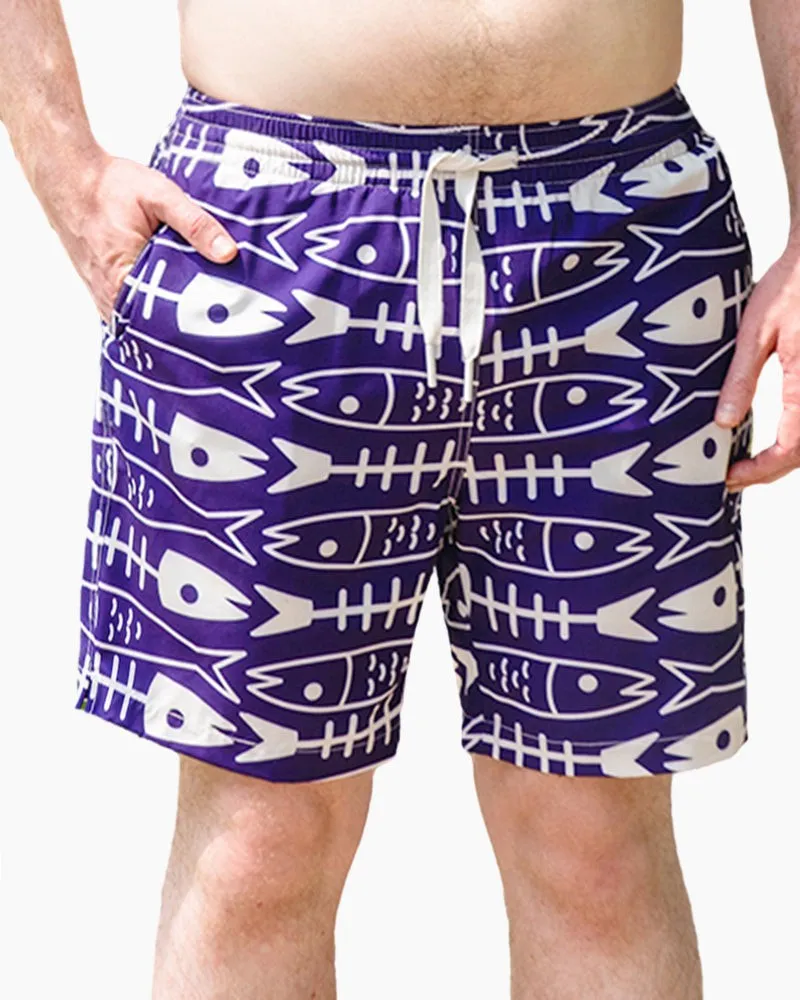 Men's Swim Beach Trunks - Fish Bone