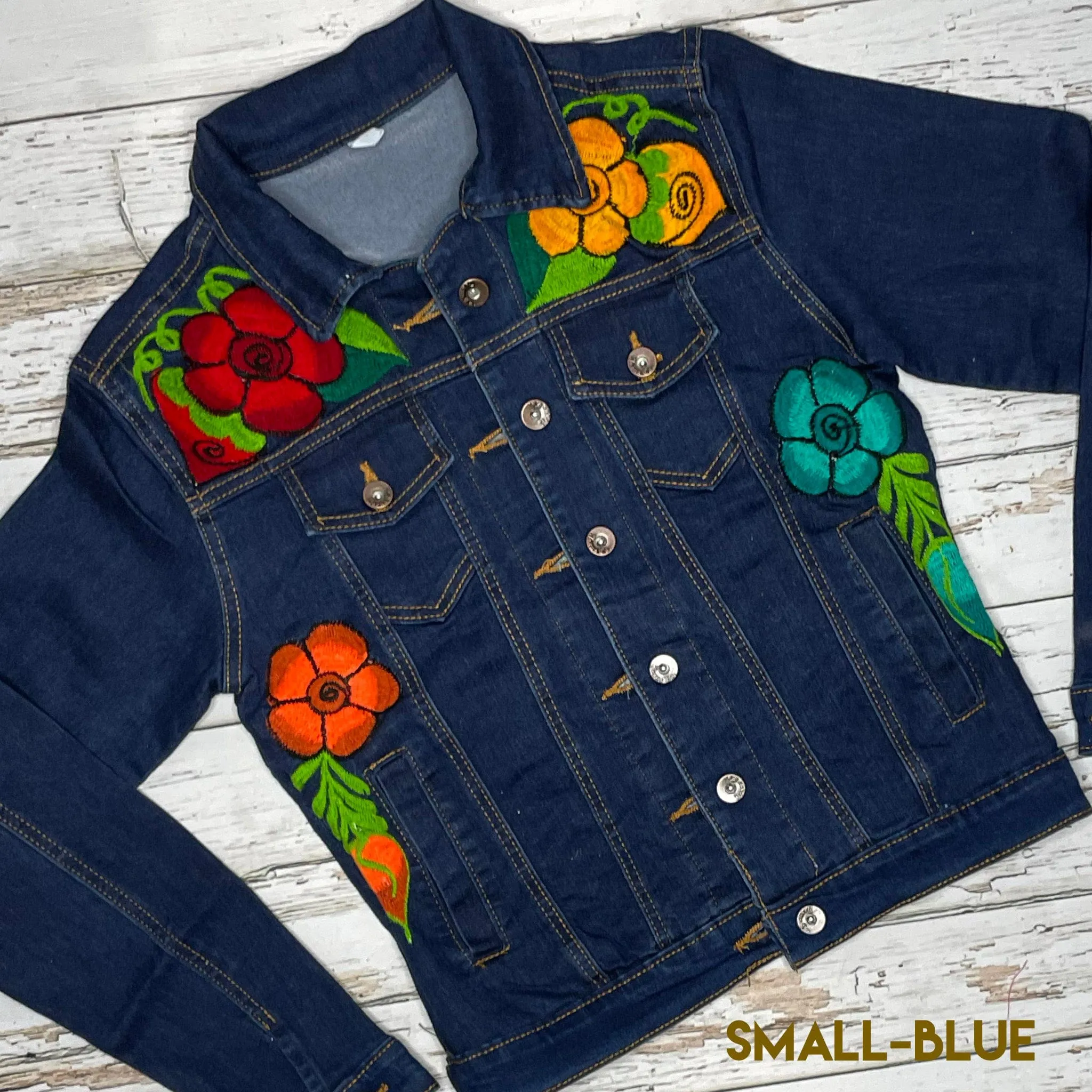 Mexican Embroidered Denim Jacket - Zinia