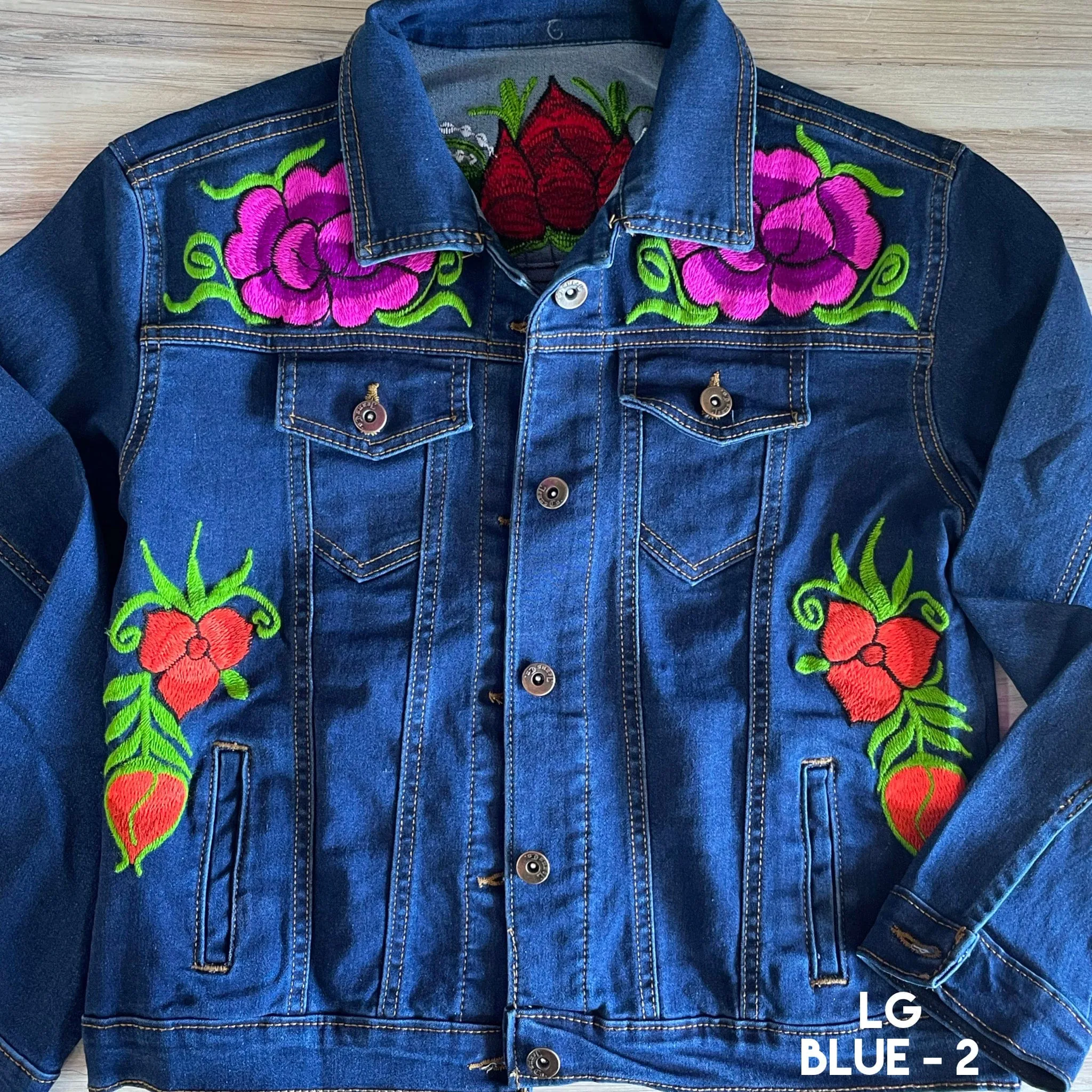 Mexican Embroidered Denim Jacket - Zinia