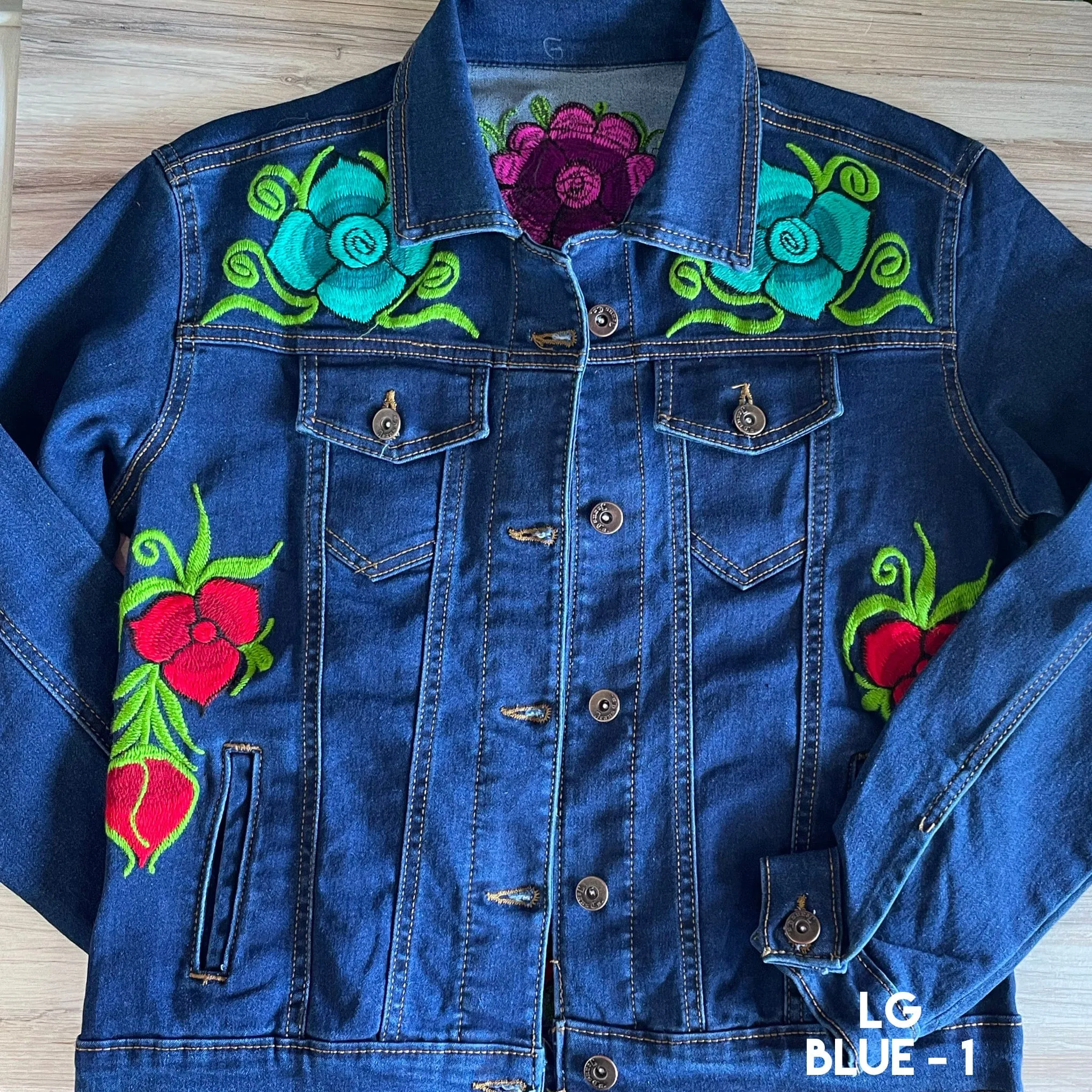 Mexican Embroidered Denim Jacket - Zinia