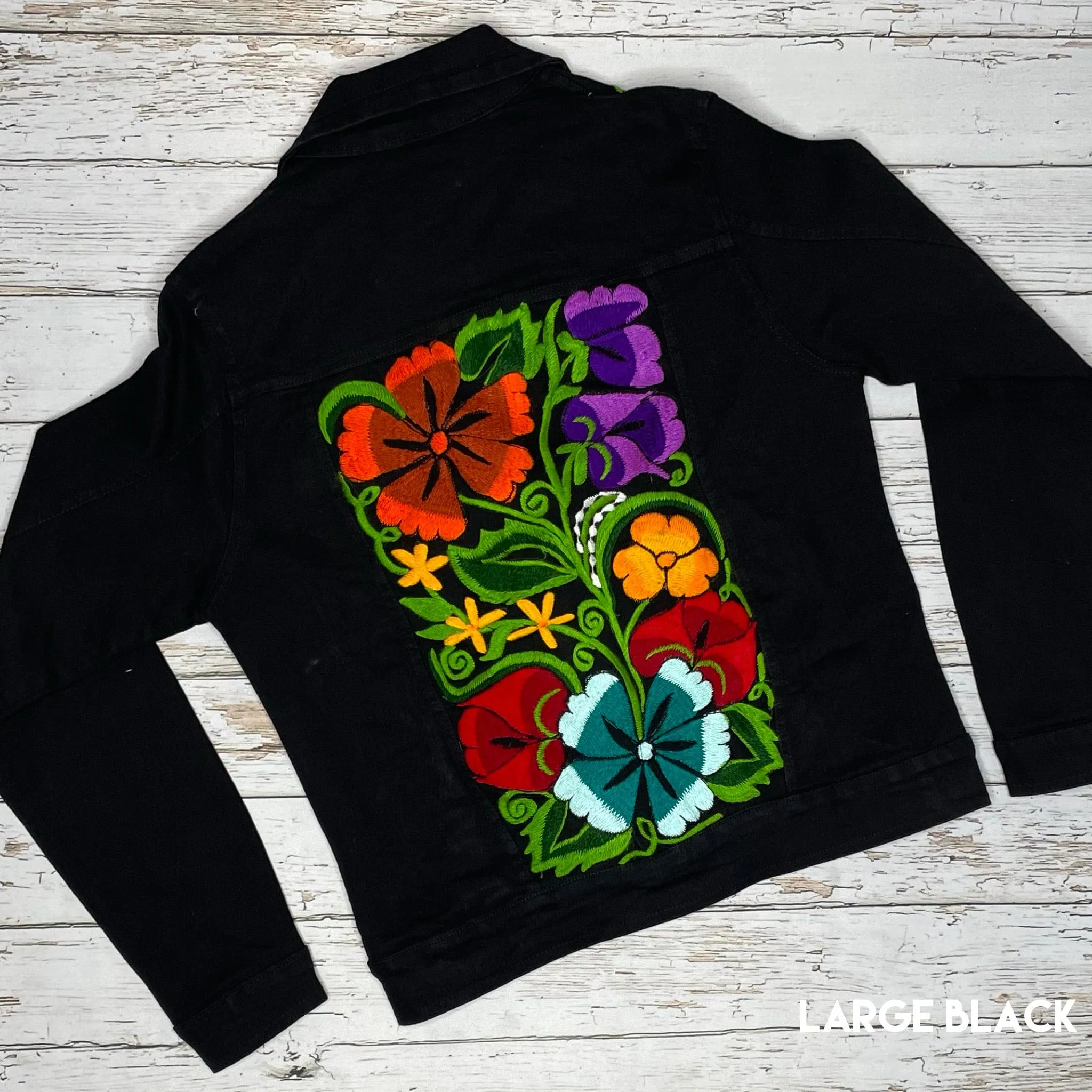 Mexican Embroidered Denim Jacket - Zinia