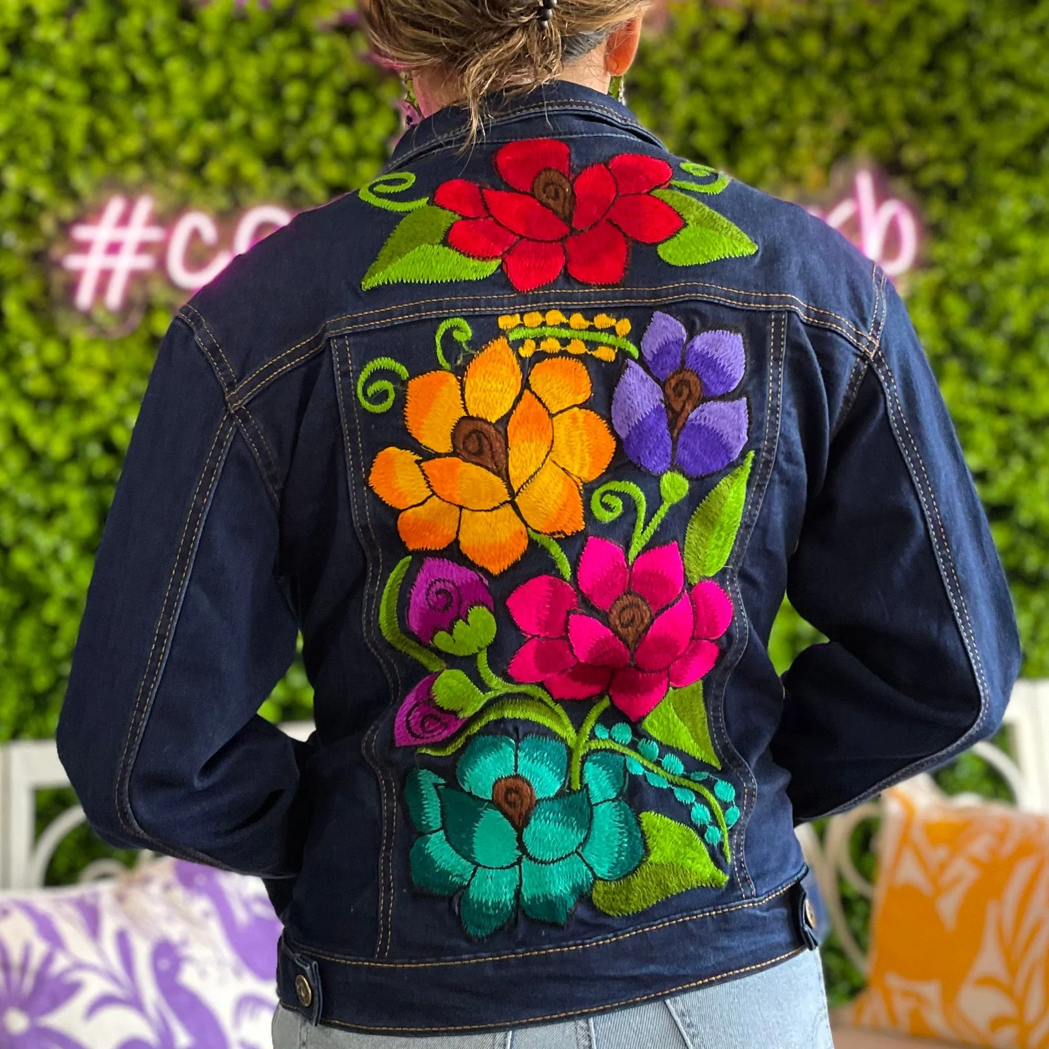 Mexican Embroidered Denim Jacket - Zinia