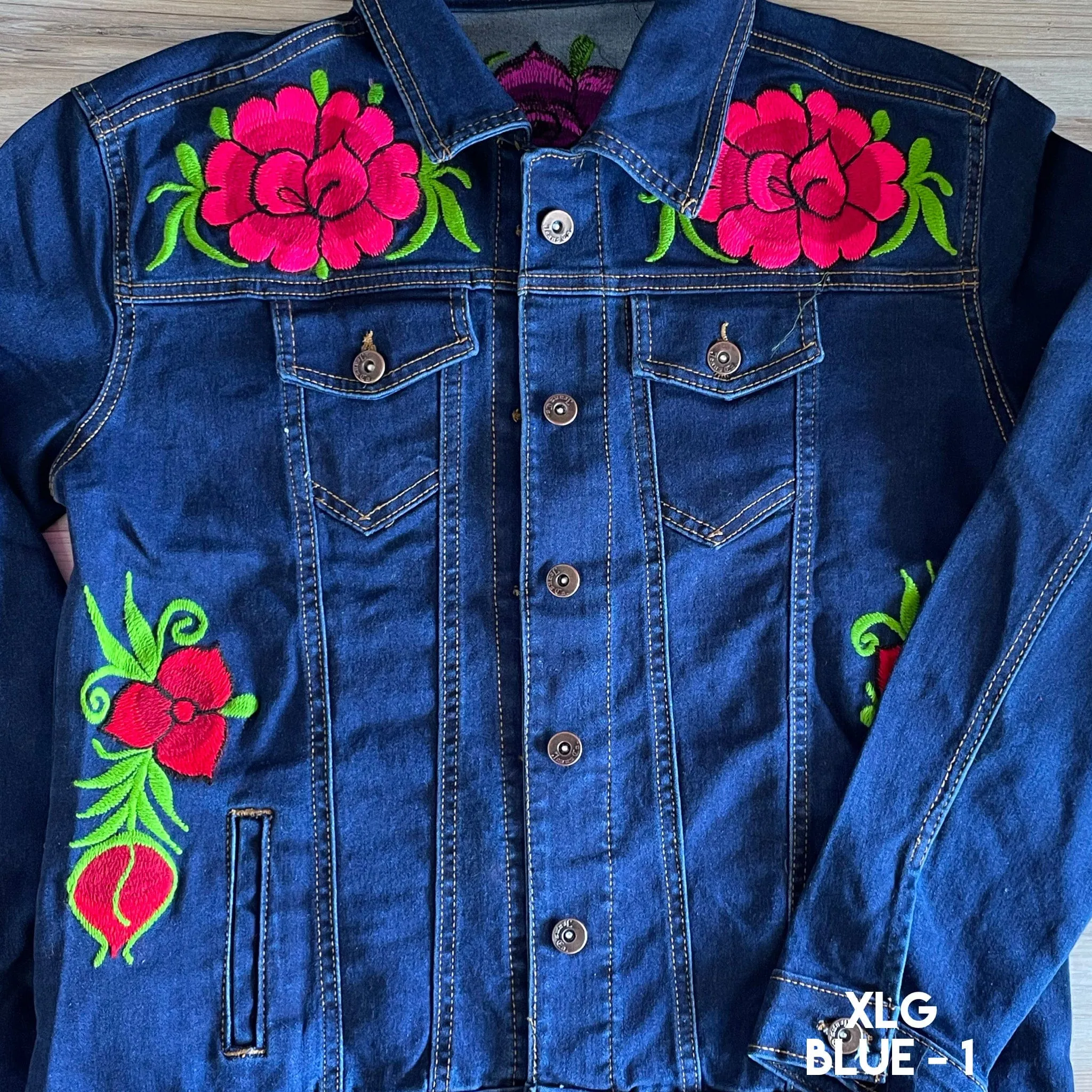 Mexican Embroidered Denim Jacket - Zinia