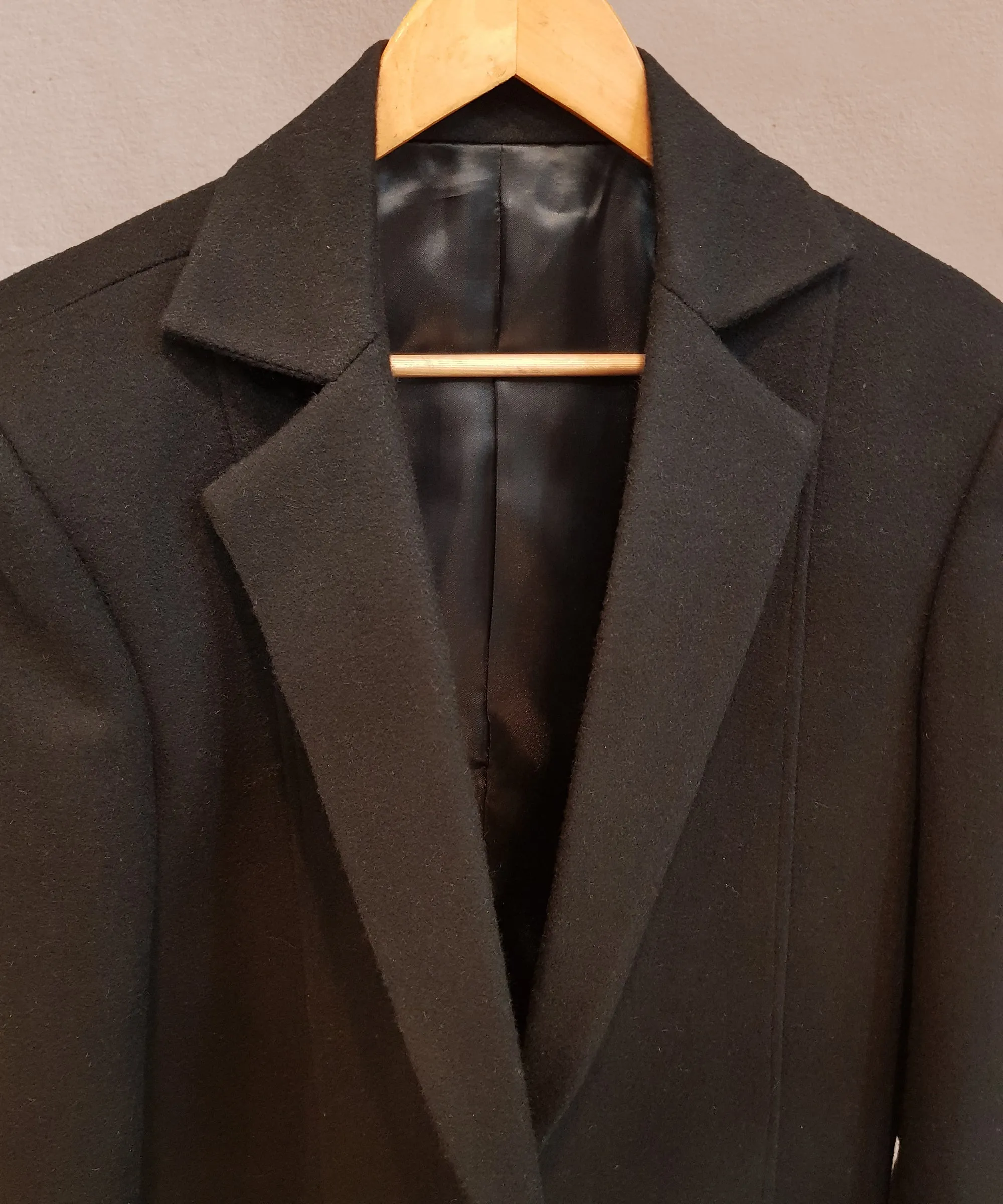 Midnight Black Balmacaan Coat