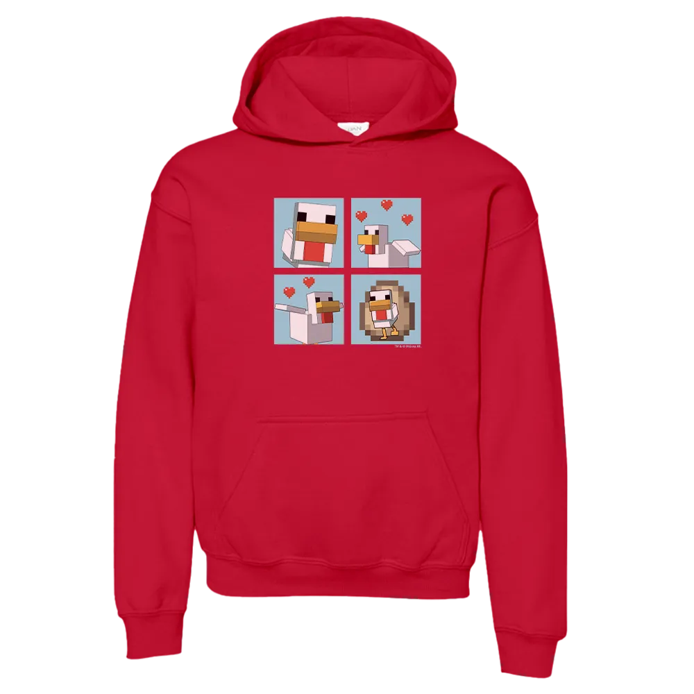 Minecraft Blue Chicken Family Kids Hooded Sweatshirt