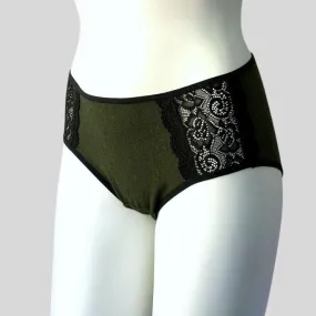 Organic cotton full coverage brief with scalloped lace