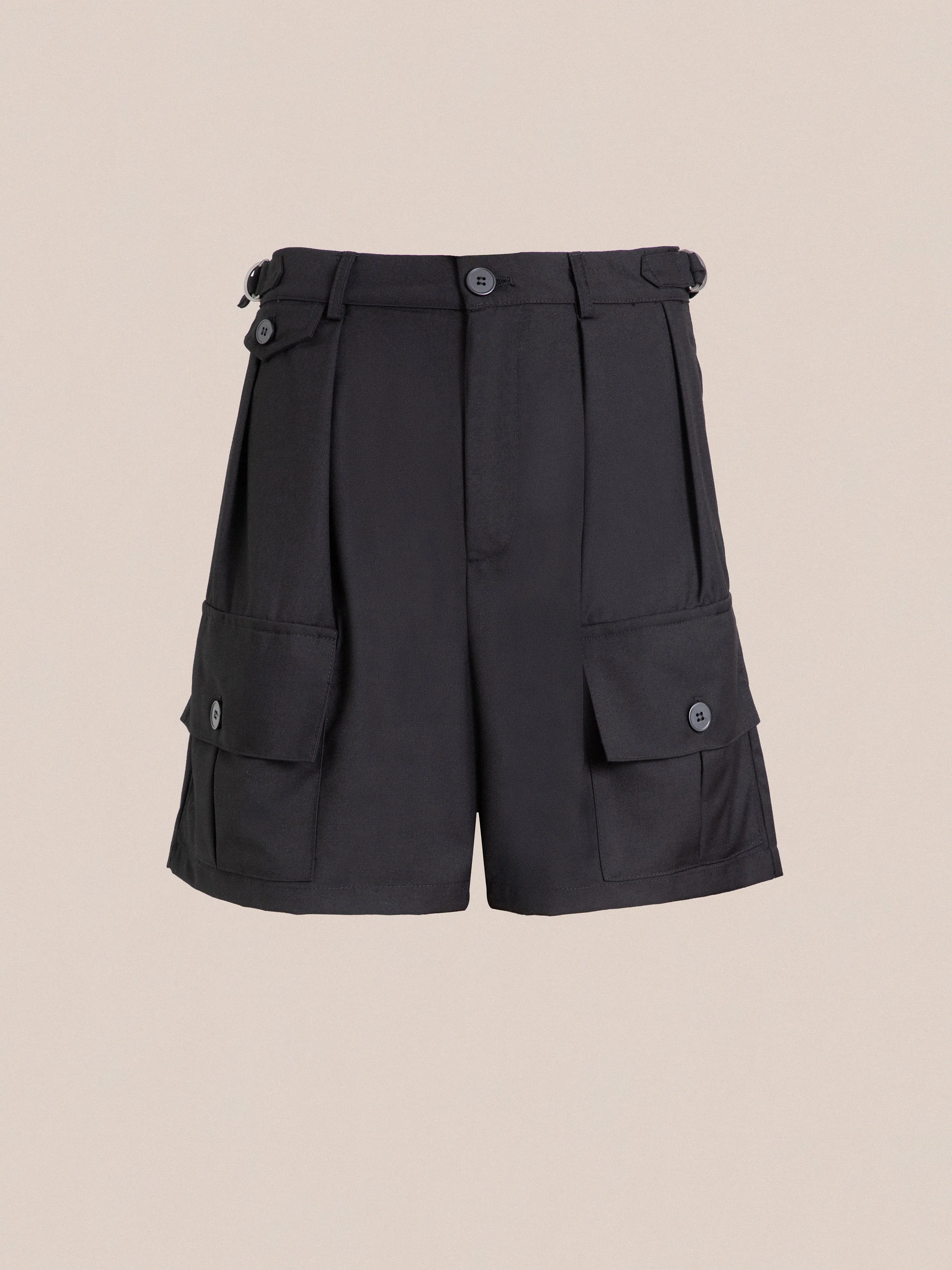 Pleated Pocket Cargo Shorts