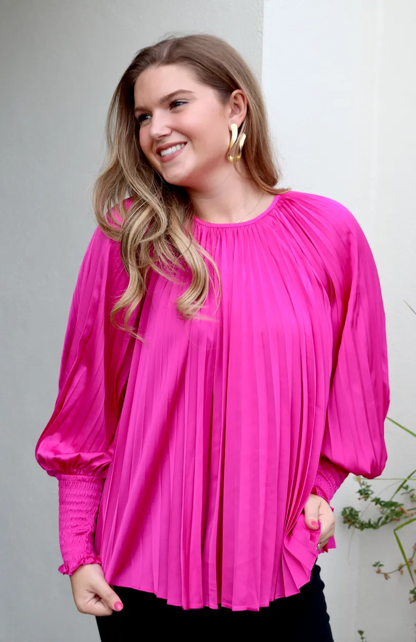 Pleated Polly Blouse | Magenta