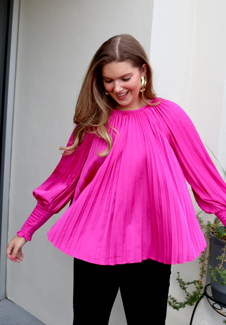 Pleated Polly Blouse | Magenta