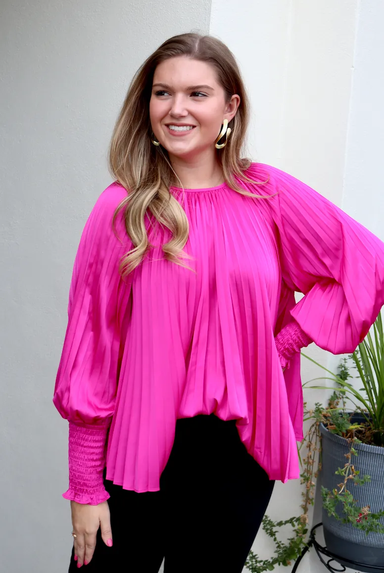 Pleated Polly Blouse | Magenta