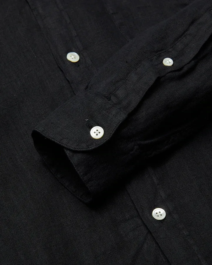 Portuguese Flannel Linen Long Sleeve Shirt - Black