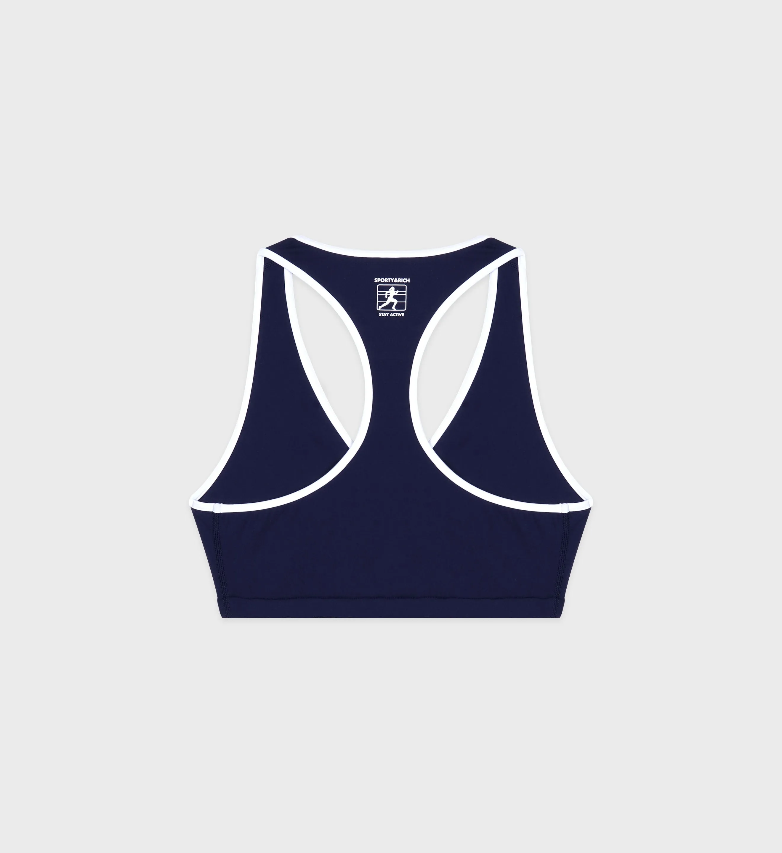 Runner Box V-Neck Sports Bra - Navy/White