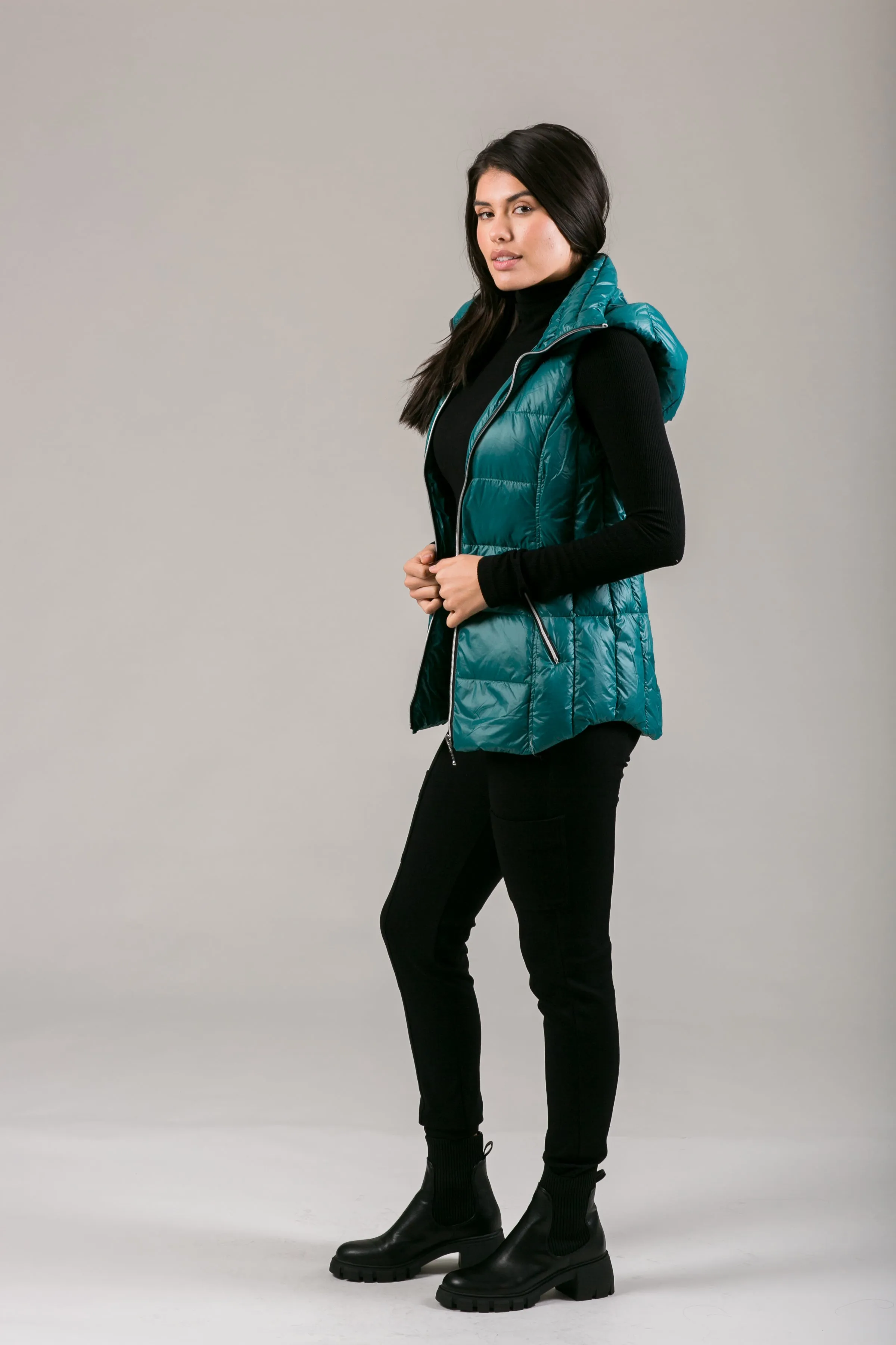 Short Hooded Quilted Vest