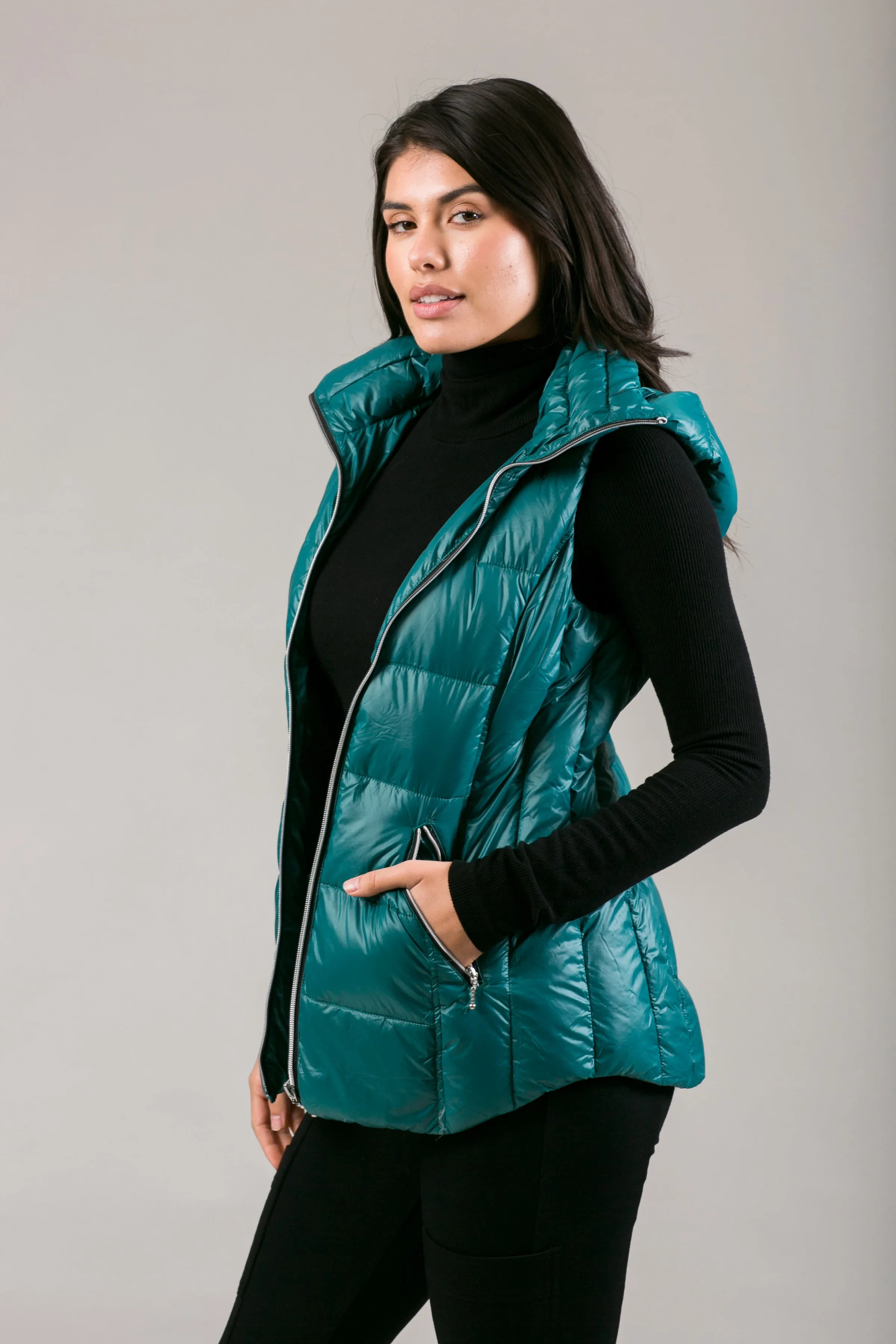 Short Hooded Quilted Vest