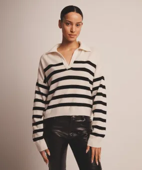 Signature Cashmere Striped Polo Sweater