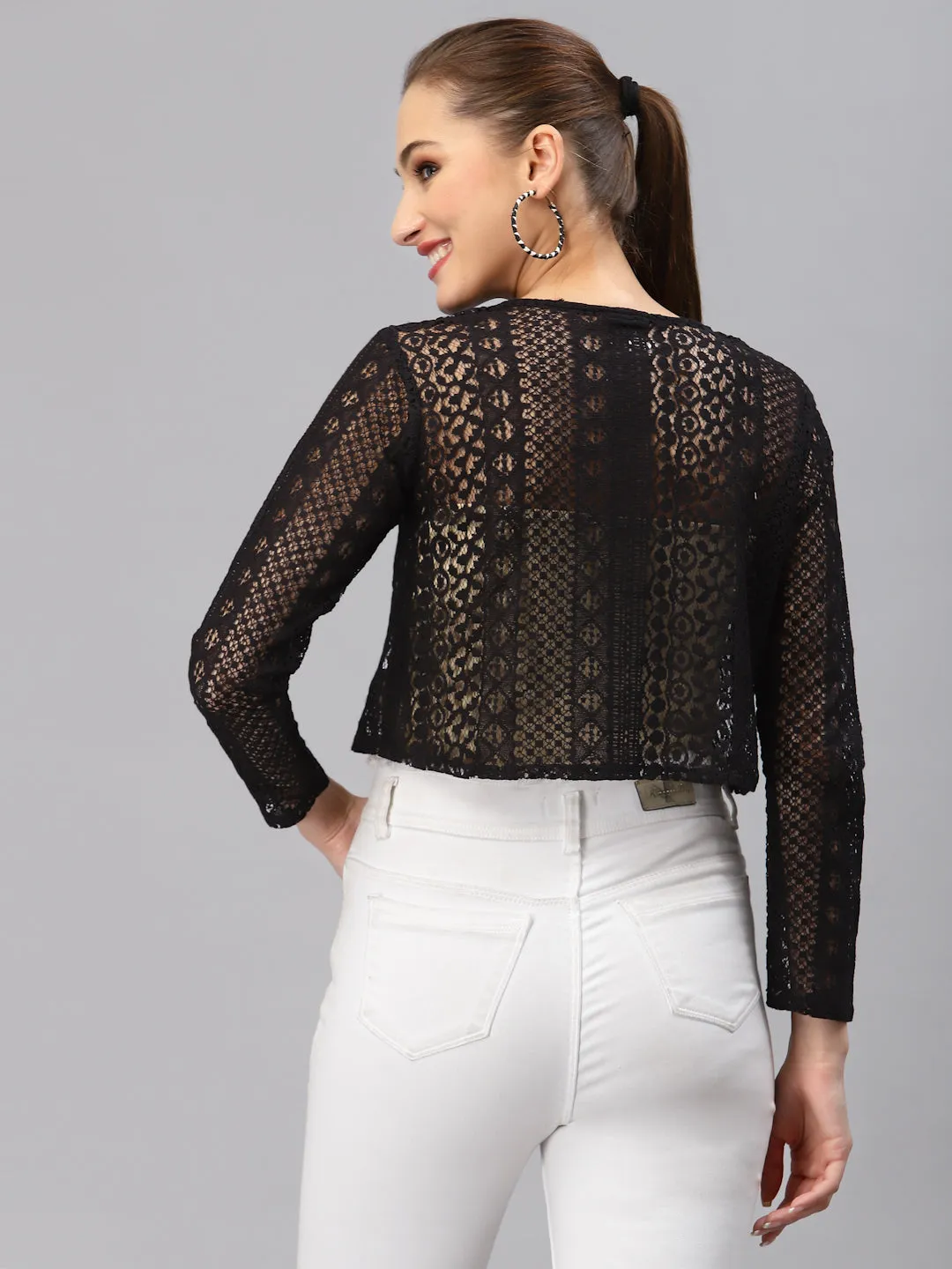 Style Quotient Women Black Solid Shrug