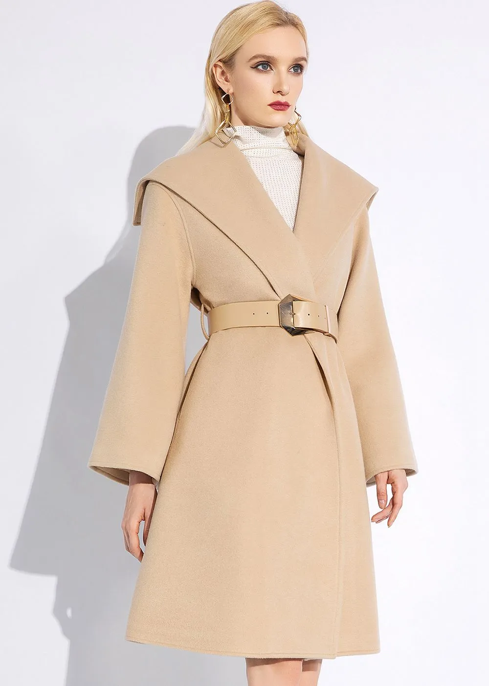 Tan Wool Wrap Coat