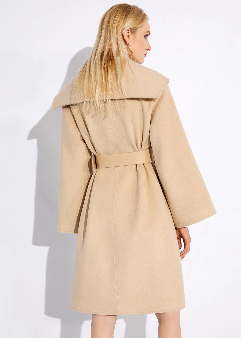 Tan Wool Wrap Coat