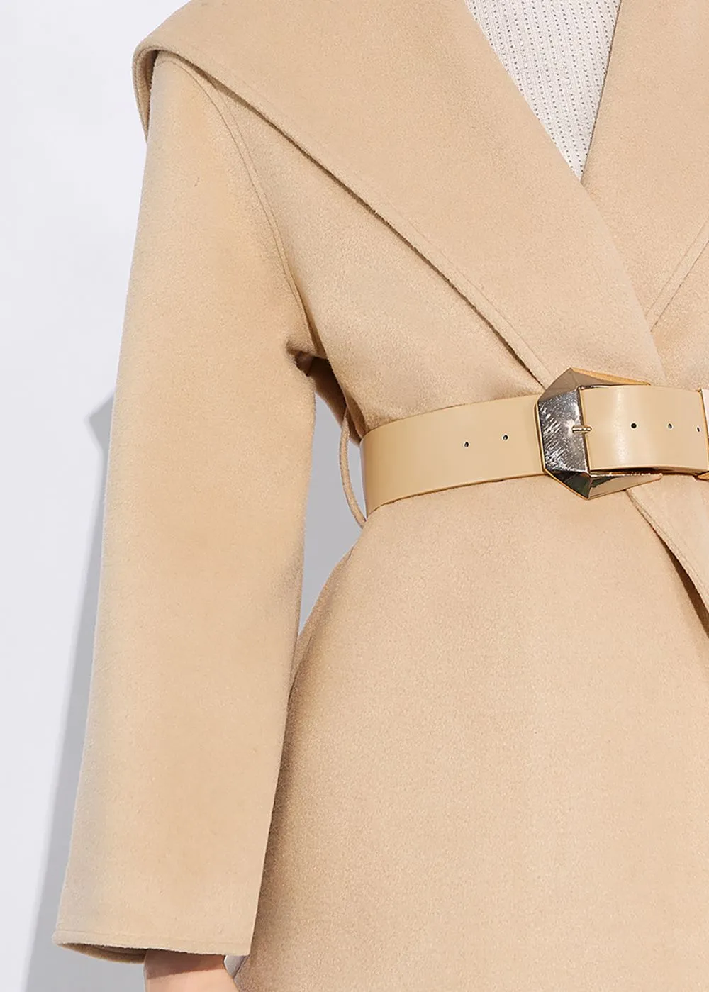 Tan Wool Wrap Coat