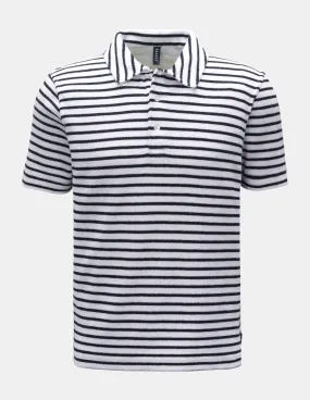 Terry Stripe Polo | Navy/White