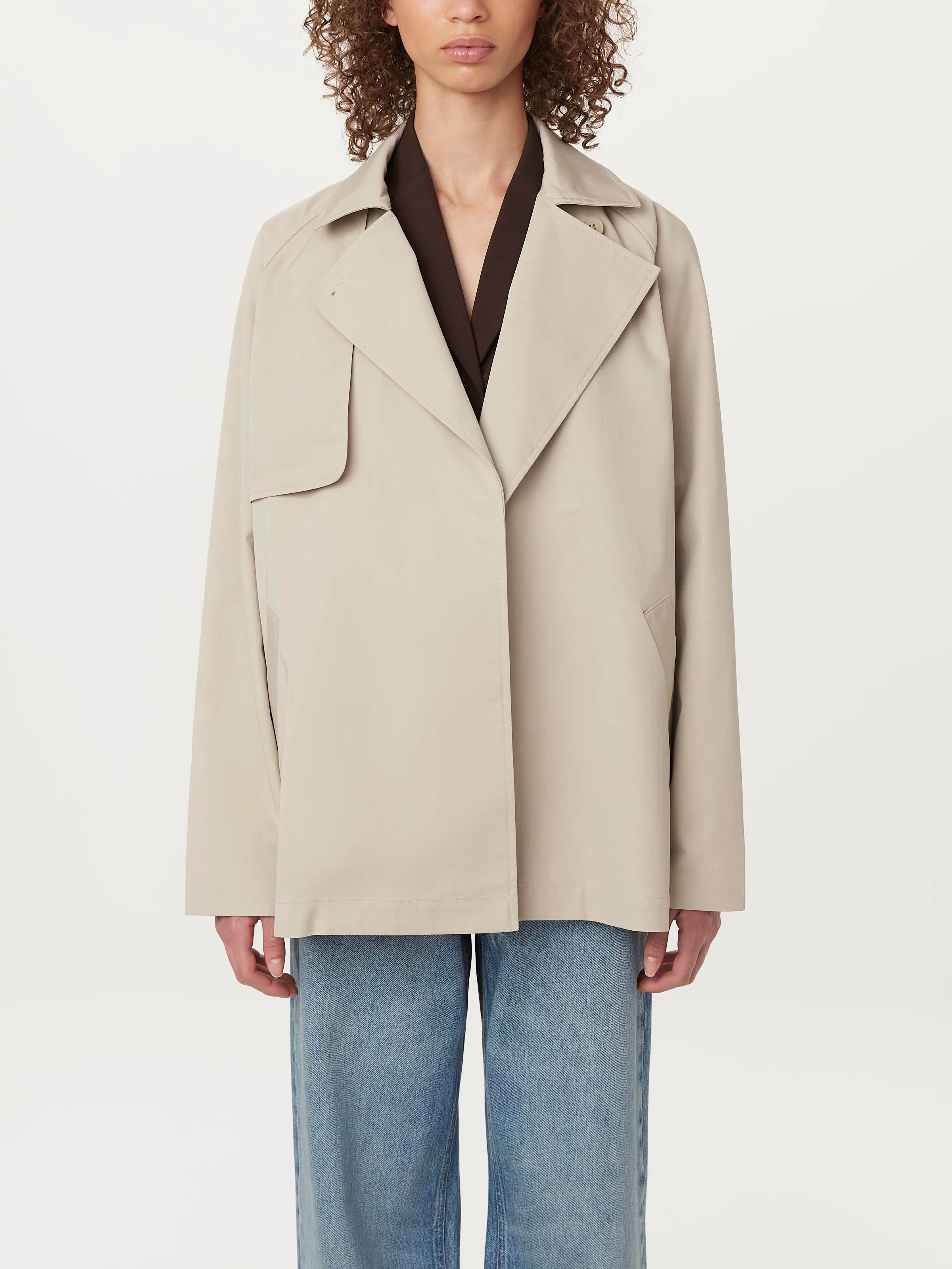 The Cropped Trench Coat in Light Beige