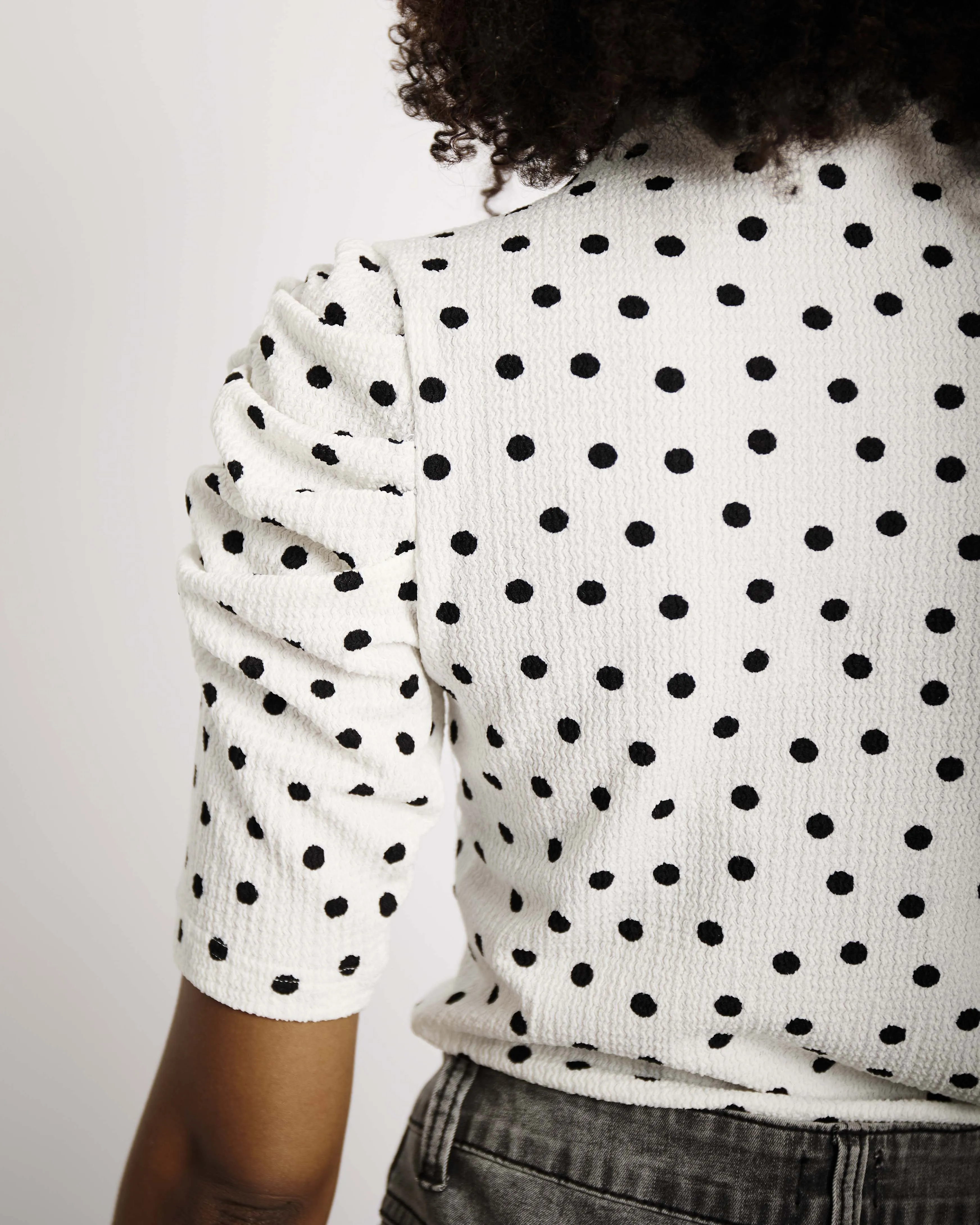 The Luxe Essential Polo with Draped Sleeve in Spot