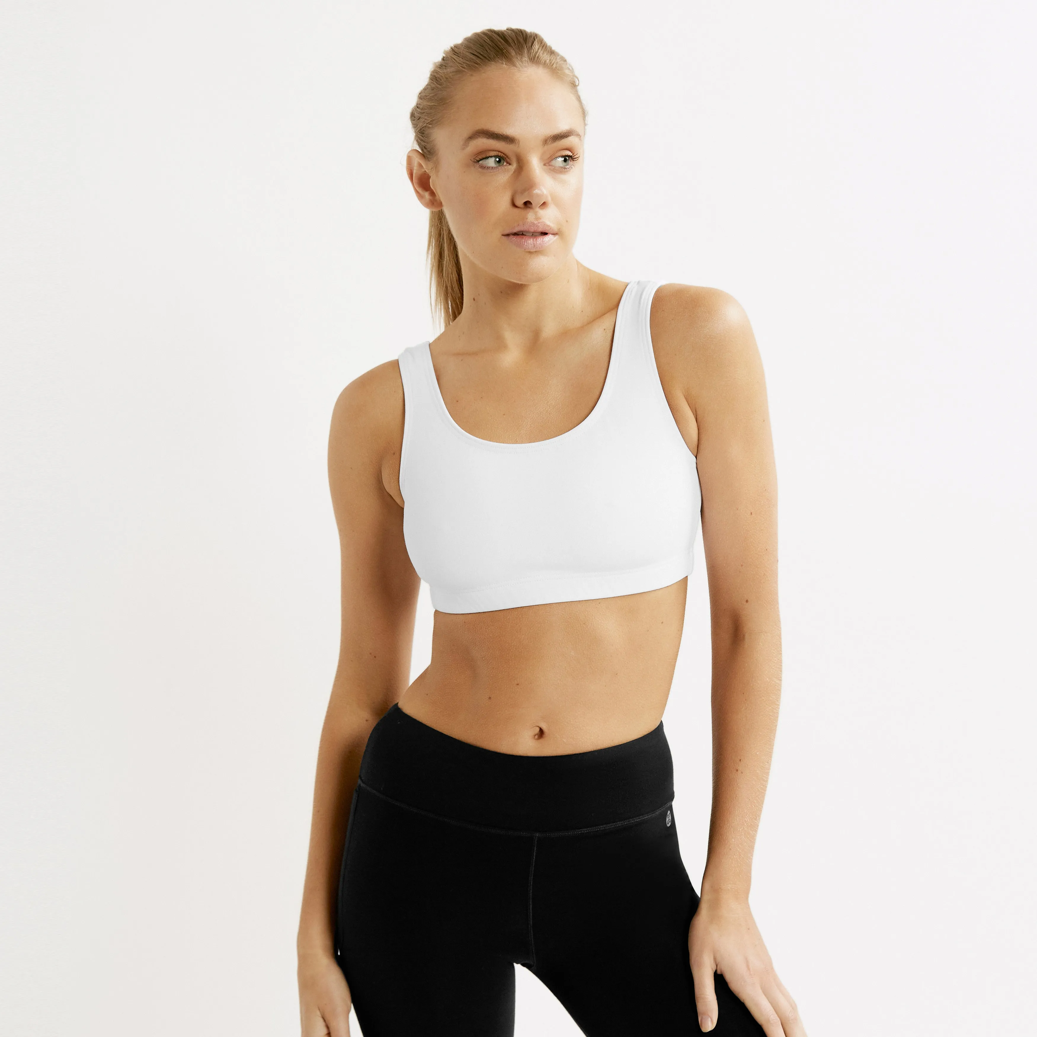 The Original Bella Bustiere- Sports bra, Scoop Back- White ( Size 14 only)