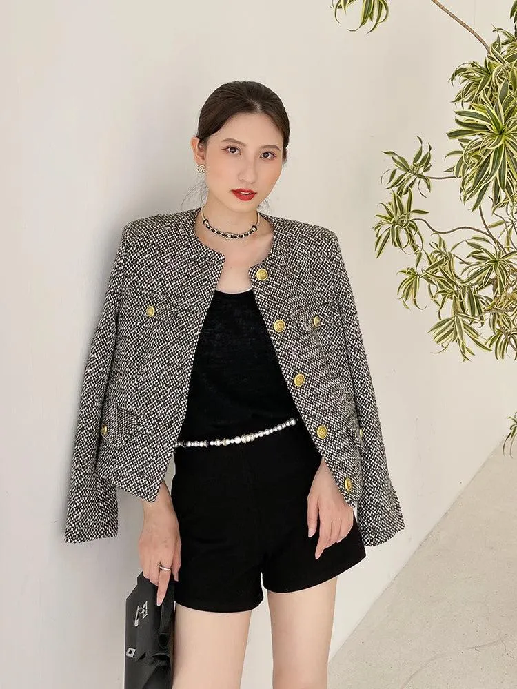 Tweed Cardigan Short Blazer Jacket Coat