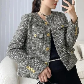 Tweed Cardigan Short Blazer Jacket Coat