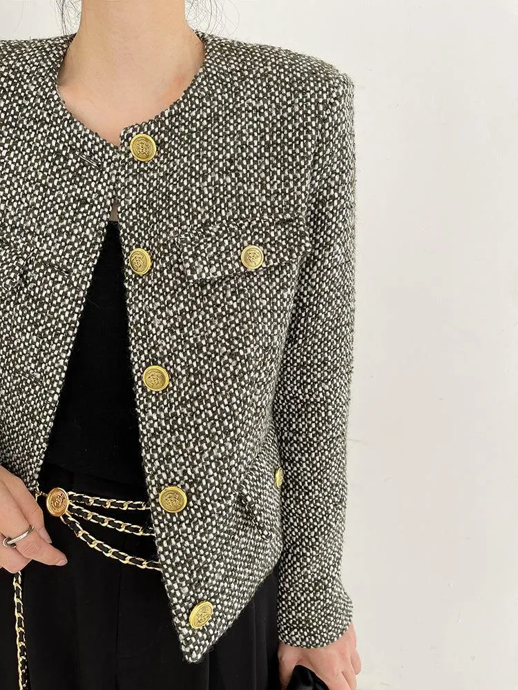 Tweed Cardigan Short Blazer Jacket Coat