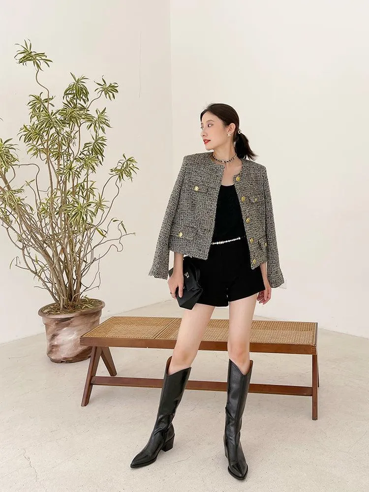 Tweed Cardigan Short Blazer Jacket Coat