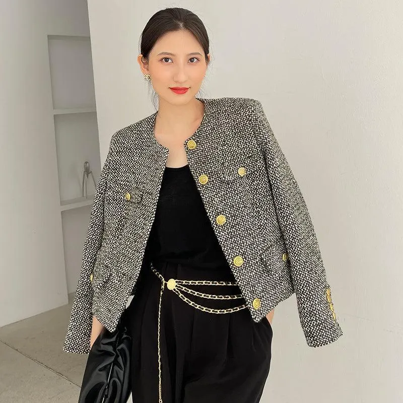 Tweed Cardigan Short Blazer Jacket Coat