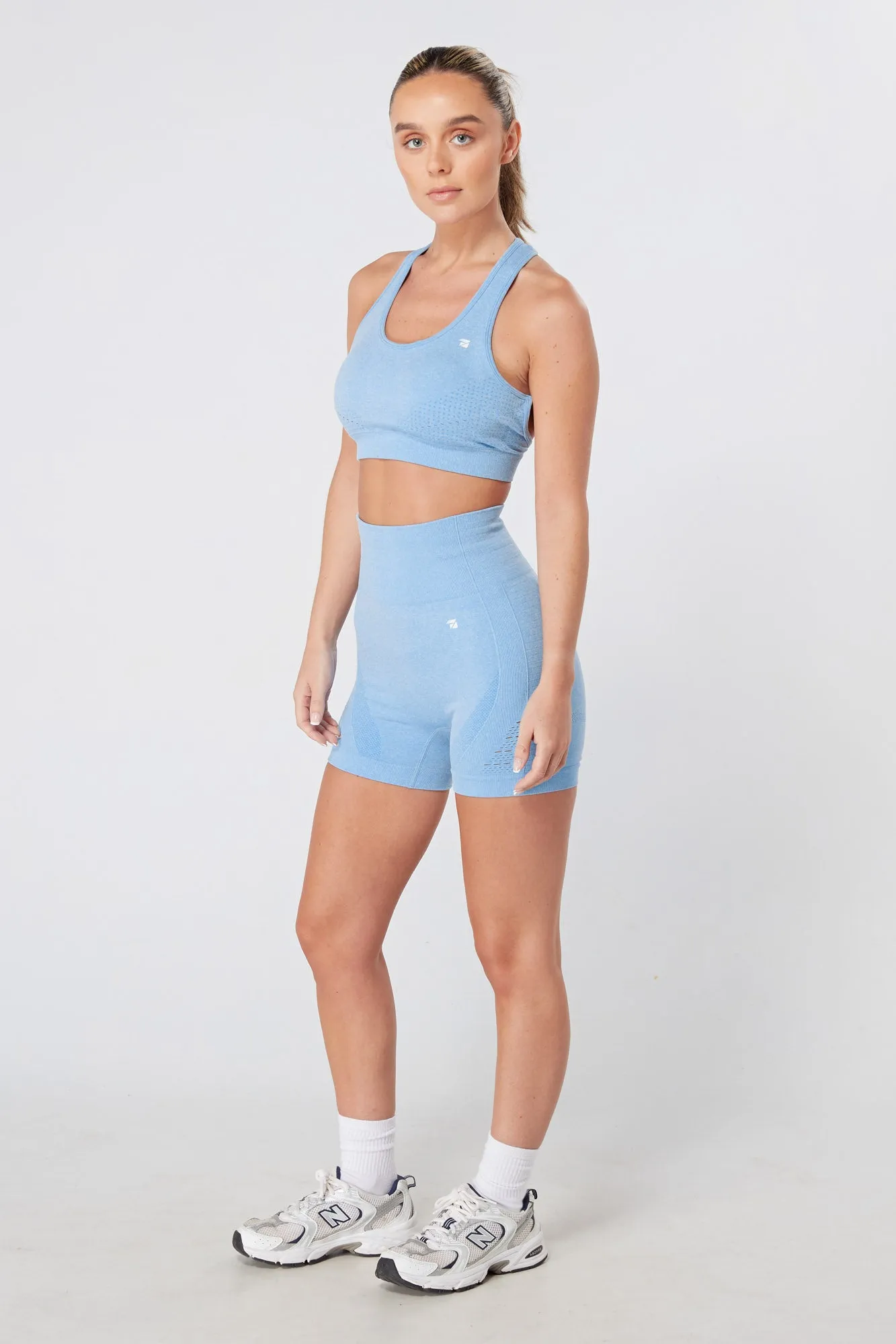 Twill Active Seamless Marl Laser cut Shorts - Blue