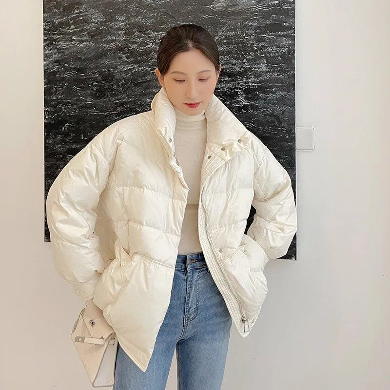 White Quilted Down Puffer Jacket Coat