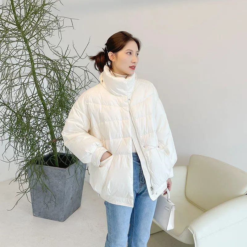 White Quilted Down Puffer Jacket Coat