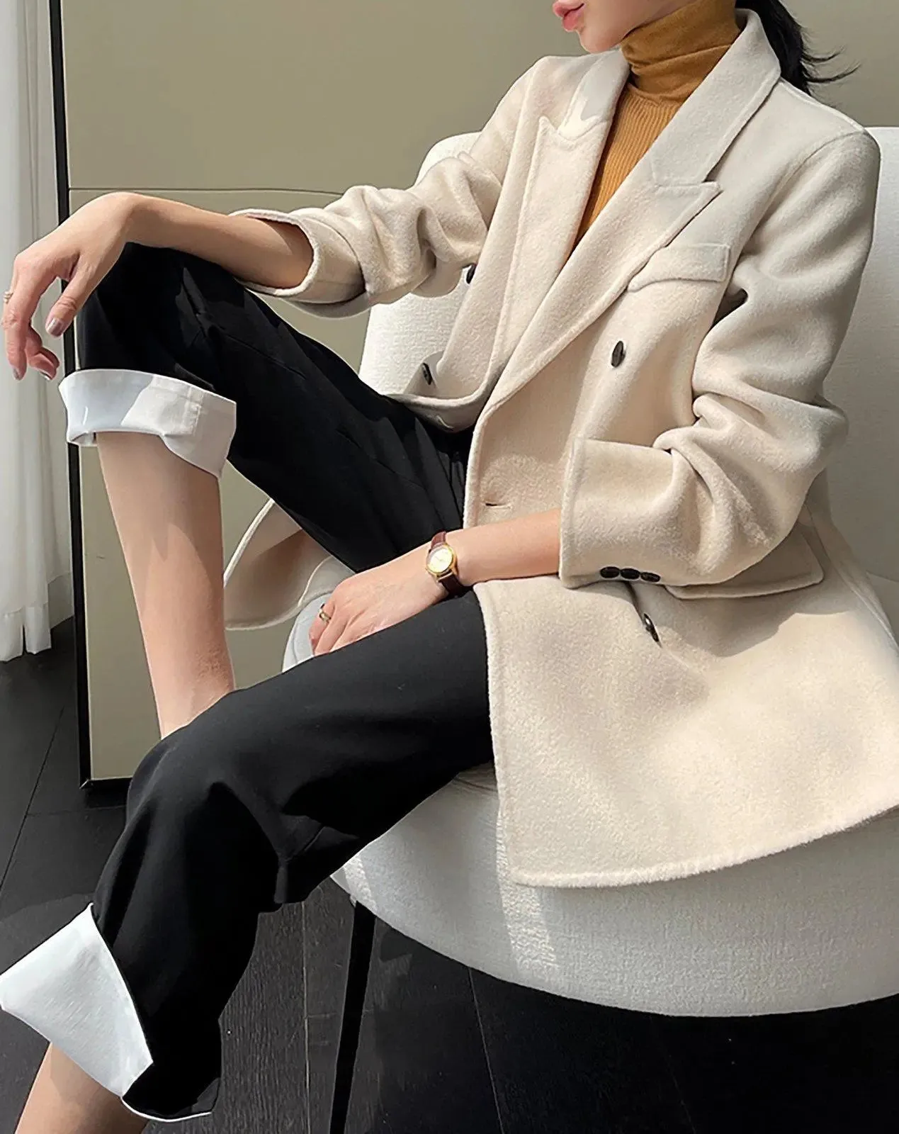 Women Wool Coat,Oversize Wool Overcoat,Beige Wool Blazer,Blue Wool Suit,Black Woolen Coat,Loose Wool Suit,Autumn winter Wool Blazer Jacket