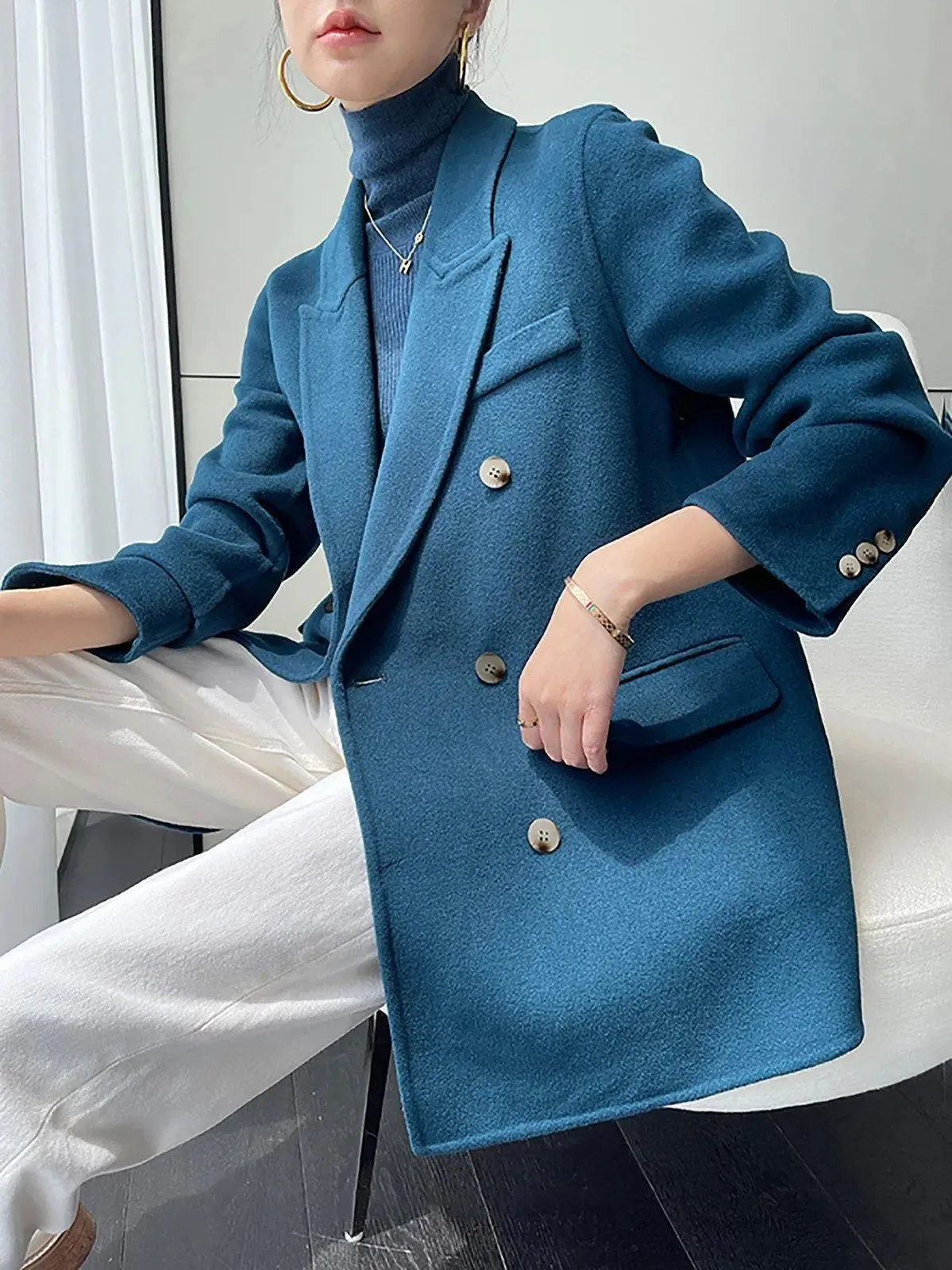 Women Wool Coat,Oversize Wool Overcoat,Beige Wool Blazer,Blue Wool Suit,Black Woolen Coat,Loose Wool Suit,Autumn winter Wool Blazer Jacket