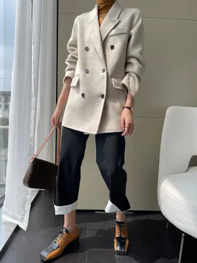 Women Wool Coat,Oversize Wool Overcoat,Beige Wool Blazer,Blue Wool Suit,Black Woolen Coat,Loose Wool Suit,Autumn winter Wool Blazer Jacket