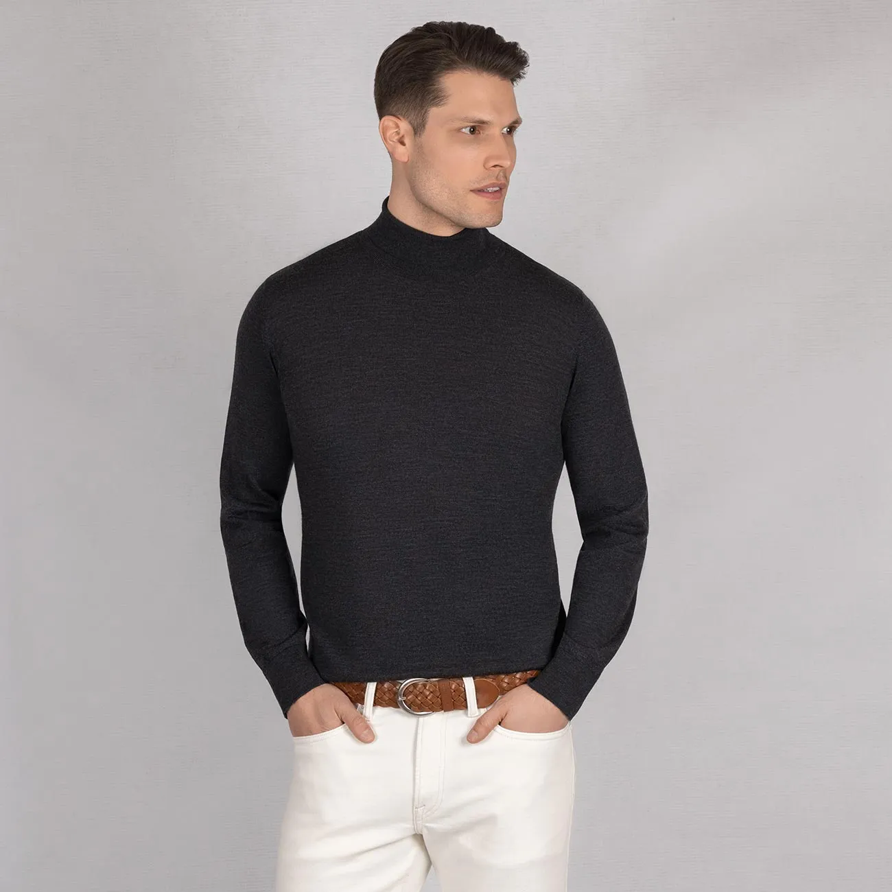 Wool Pullover Light Turtleneck Men