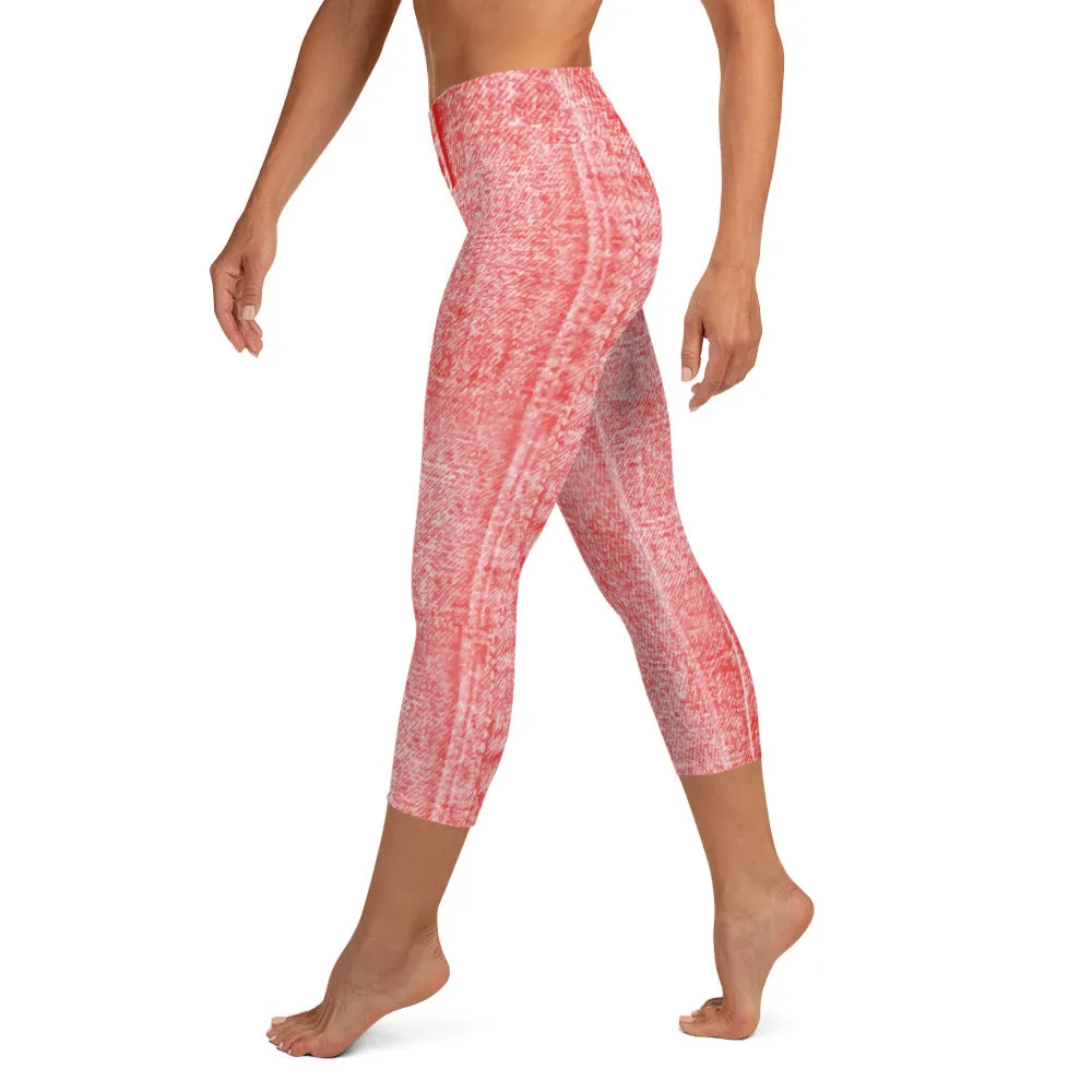 Yoga Capri Leggings Denim Red