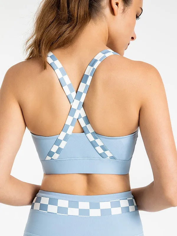 ZASUWA Female Chessboard Cross Back Sports Bras