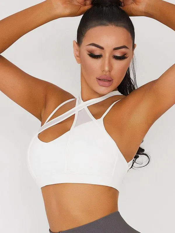 ZASUWA Female Criss Cross Bra White Sports Bra  Sports Bras